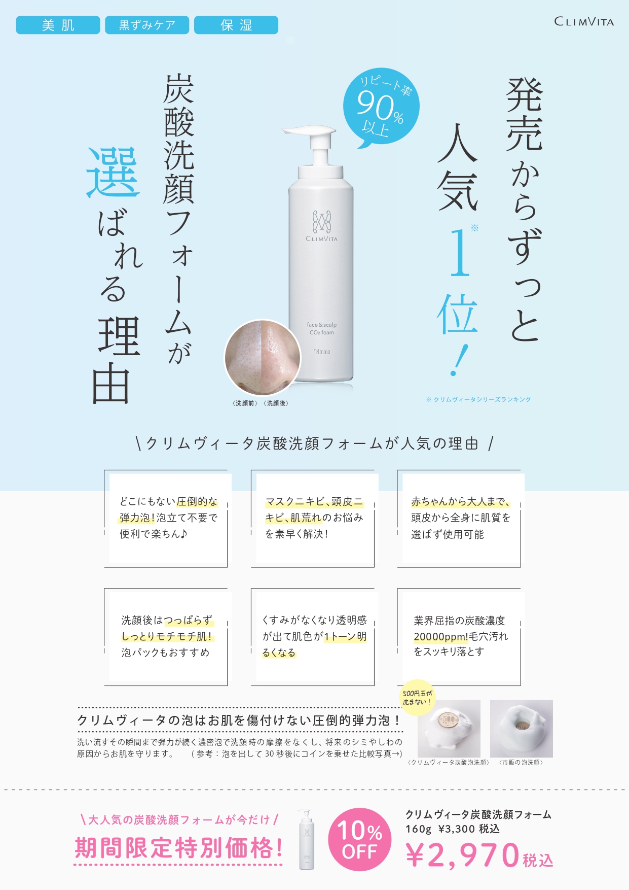 フェルミナ CLIMVITA(クリムヴィータ) 炭酸洗顔フォーム 160gの業務用