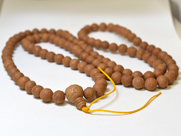 2312】ネパール鳳眼菩提樹中粒ビーズ一連ロングA(Φ12～13mm),とんぼ玉