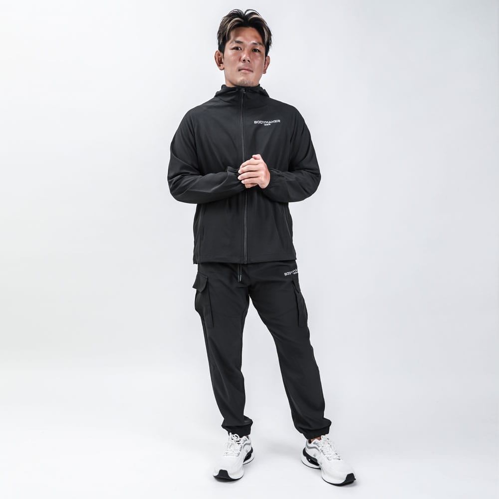 BM 4Dストレッチパーカー M ブラック MJ198MBK｜BODYMAKER