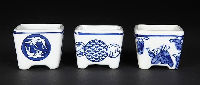 南京絵付正方鉢3点セット | 盆栽、盆栽書籍、盆栽鉢の通販│近代出版