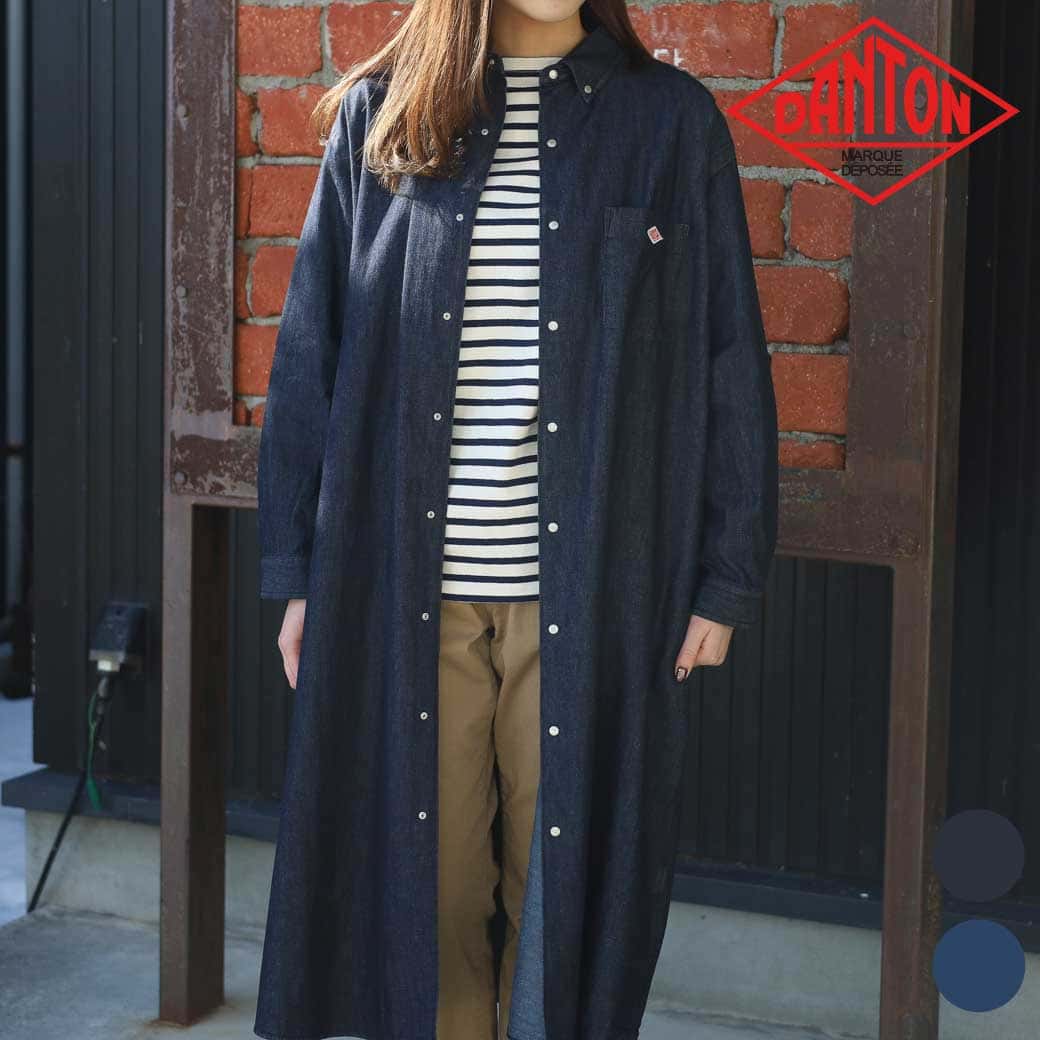 DANTON ダントン デニム ダンガリー ボタンダウン シャツ ドレス｜BORN