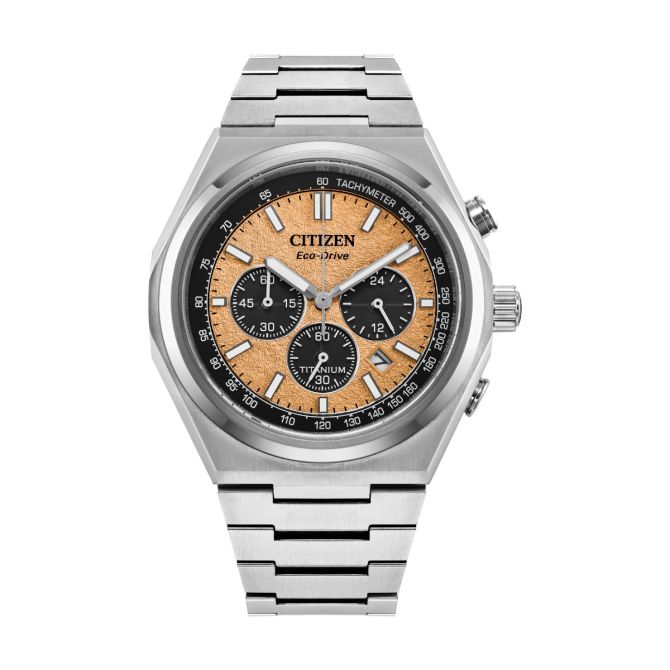 Citizen Zenshin Chronograph 42.5mm Men's Watch, Textured Salmon