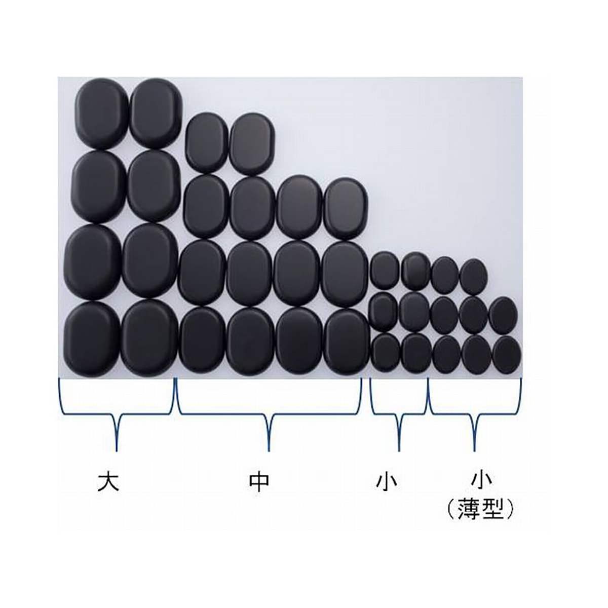 玄武岩ホットストーンセット（36個入）の卸・通販 | ビューティガレージ