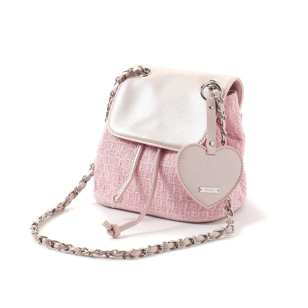 お揃い】ハートタグ付きブロッサムラメツイード2wayミニリュック(ワン