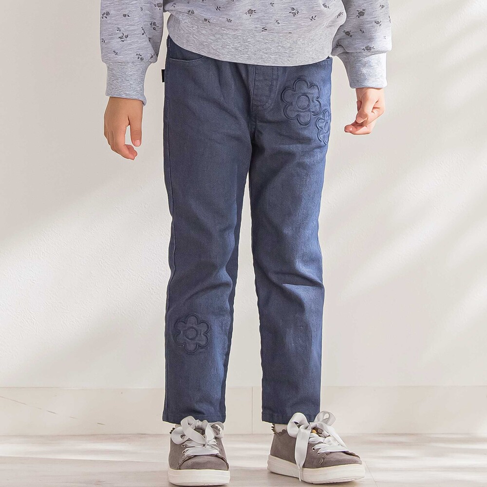 限定商品】花パッチワークカラーデニムロングパンツ(95~150cm