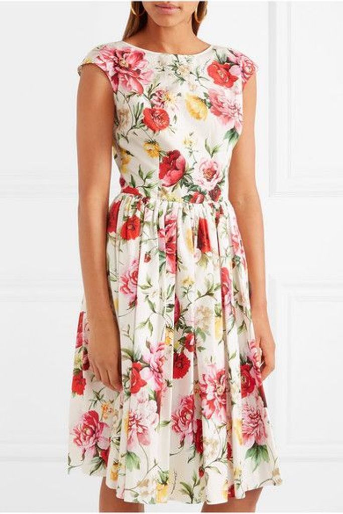 Dolce & Gabbana ドルチェ＆ガッバーナ ローズ柄 Poplin Dress