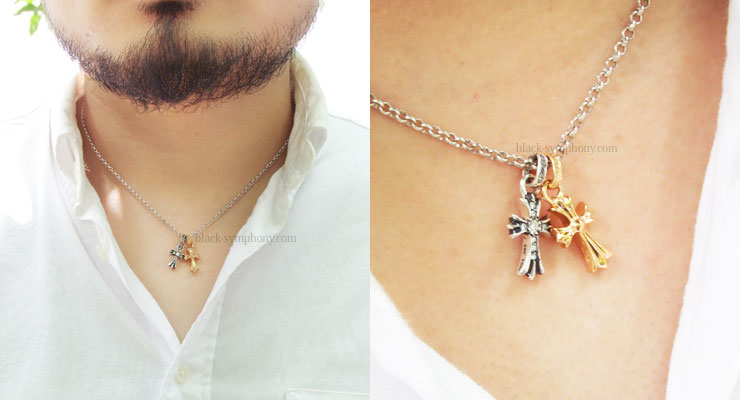 クロムハーツ クロス ベビーファット チャーム シルバー925天然パヴェ