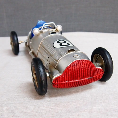 ブリキの車 レーシングカー／シルバー(Mサイズ) , ブリキのおもちゃTOP