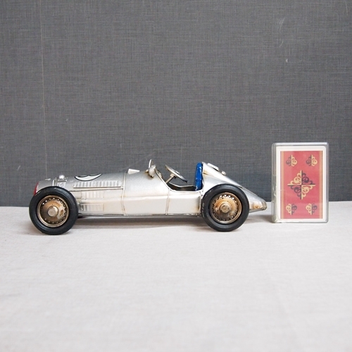 ブリキの車 レーシングカー／シルバー(Mサイズ) , ブリキのおもちゃTOP