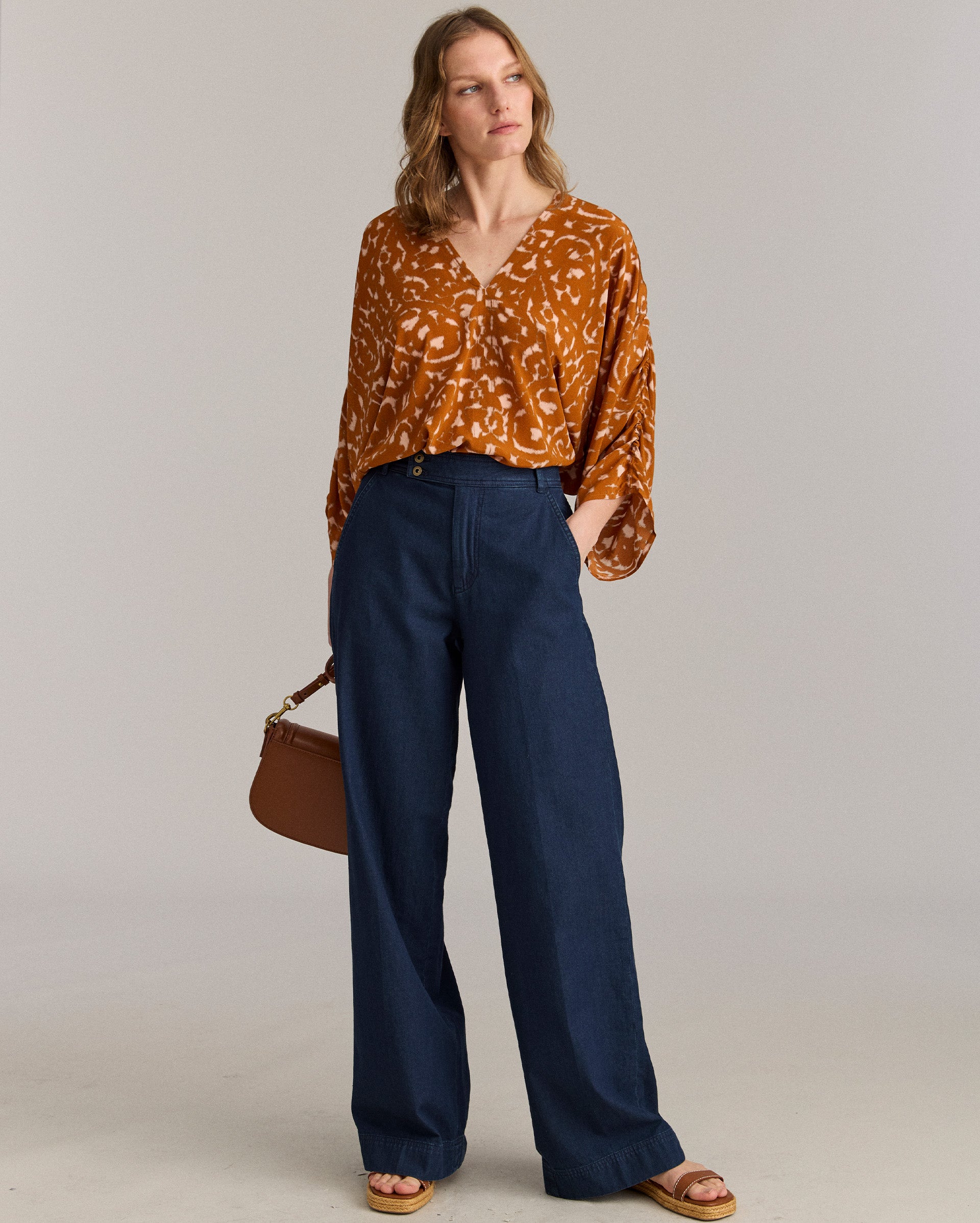 Moroccan Screen Silk Ruched Blouse – Billy Reid