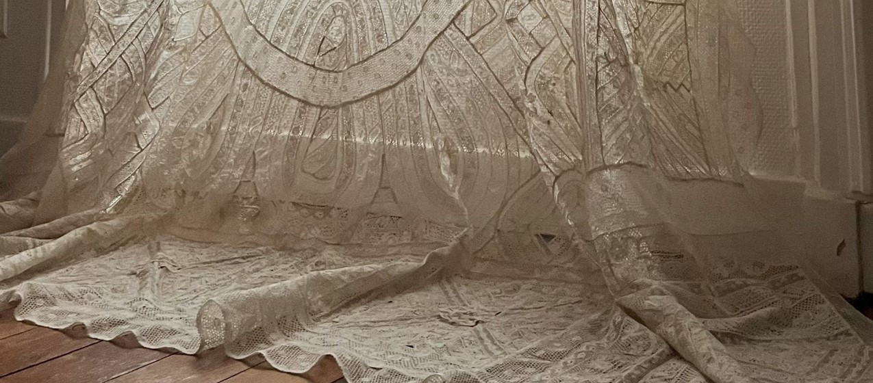 パリ発送】K-806 フランスアンティーク布/アンティークファブリック 花