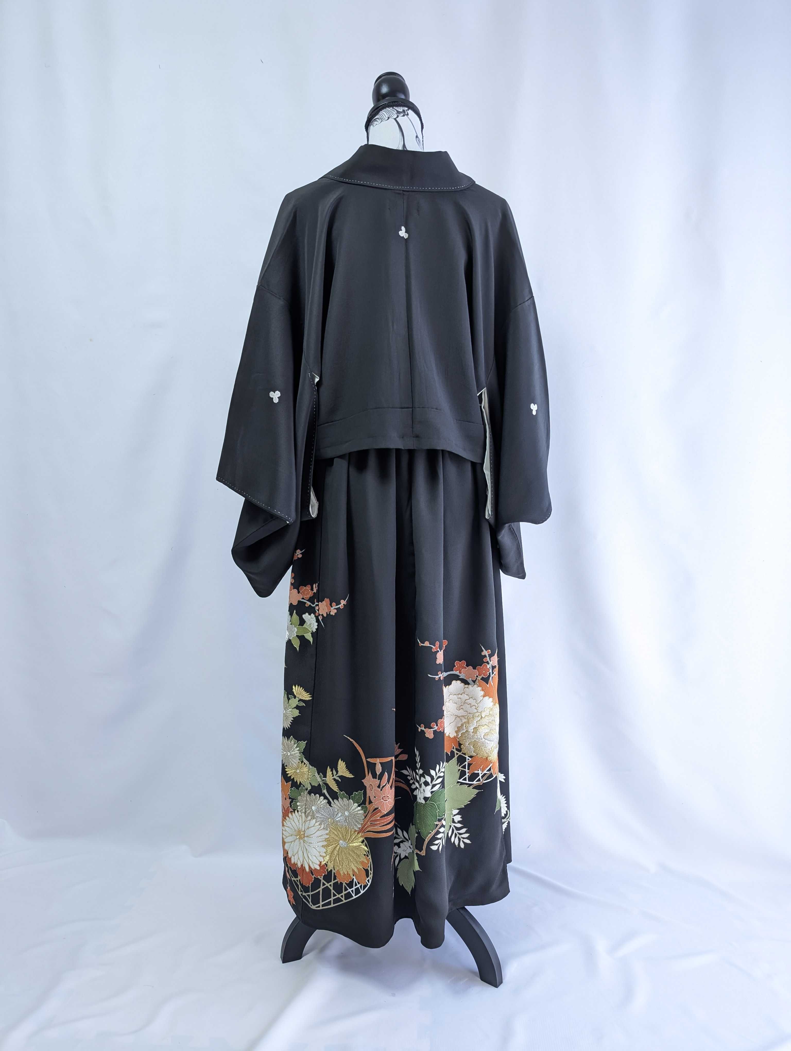 金刺繍×花籠文様】黒留袖オーバースカート＆リボンジャケット