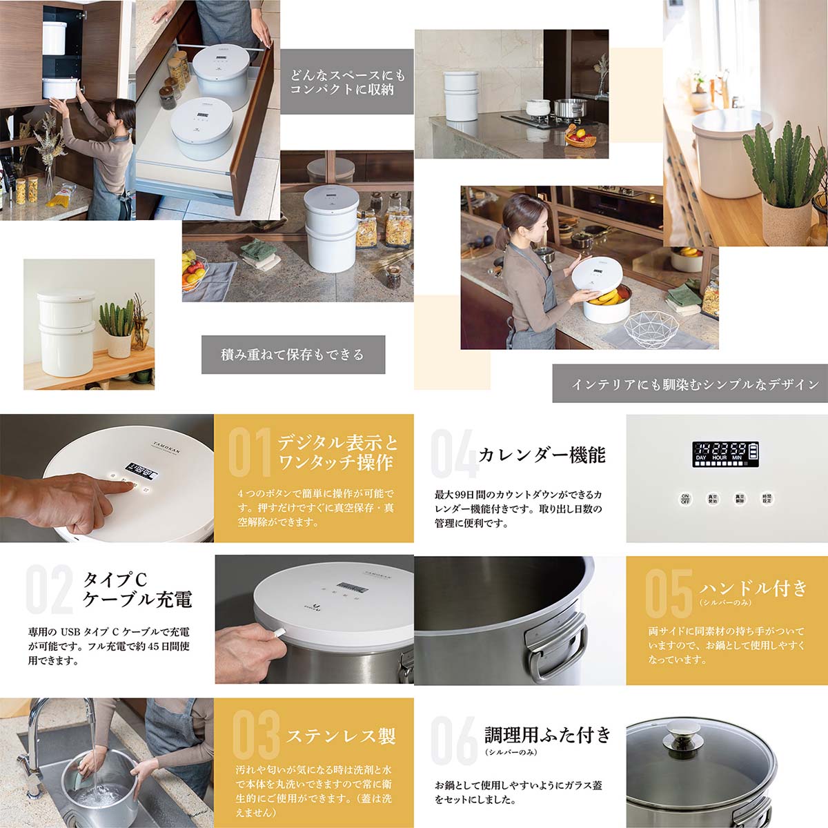 真空保存容器 TAMOKAN 10L ホワイト – GREEN CROSS-select 工事現場