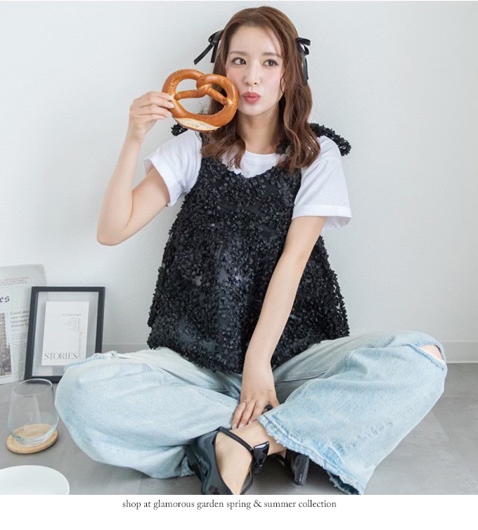 フロストフラワーライクリボンキャミ【7i-831-04467】