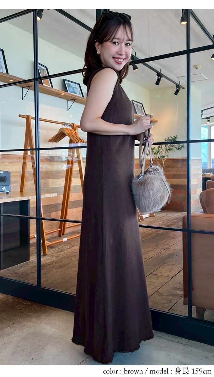 ナチュラルベーシックノースリーブワンピース【7f-831-05795】