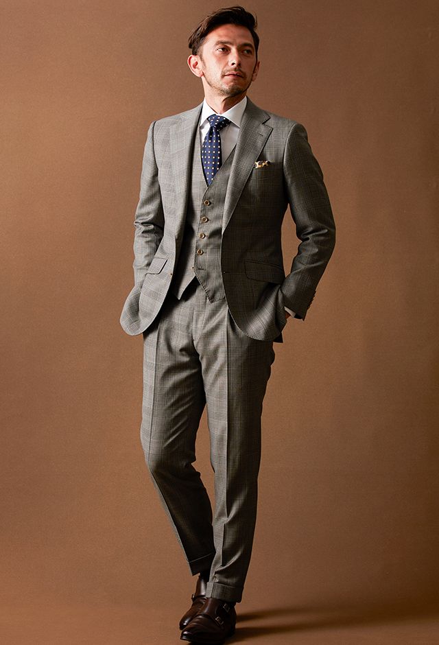 グレースーツ・チェックのコーディネート（CANONICO）｜86-3245-1