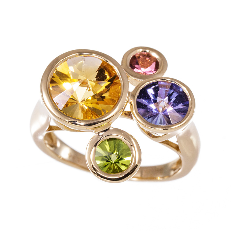 ♢N♢K18 ピンクジルコン＆イエローシトリン セットチャ―ム ♢N♢K18