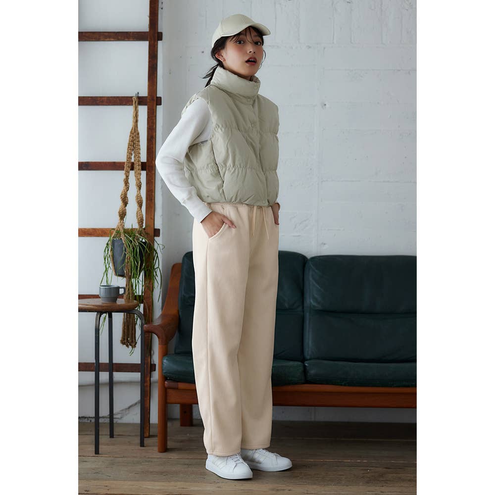 ワイド・裏起毛】リブ柄カジュアルパンツ【SALE】 TZW74K :レディース