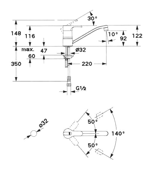 シングルレバーキッチン混合栓1/2″ 寒冷地仕様｜製品情報｜GROHE