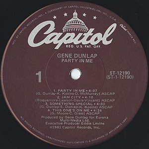Gene Dunlap / Party In Me(LP) / Capitol 1981 USオリジナル盤 EX-/EX