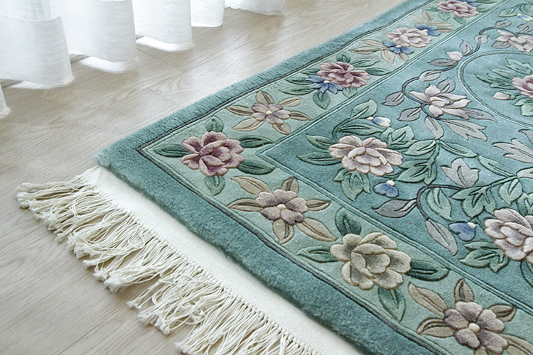 天津緞通 150段ウール製 高級手織り玄関マット 69×122cm | ラグマット