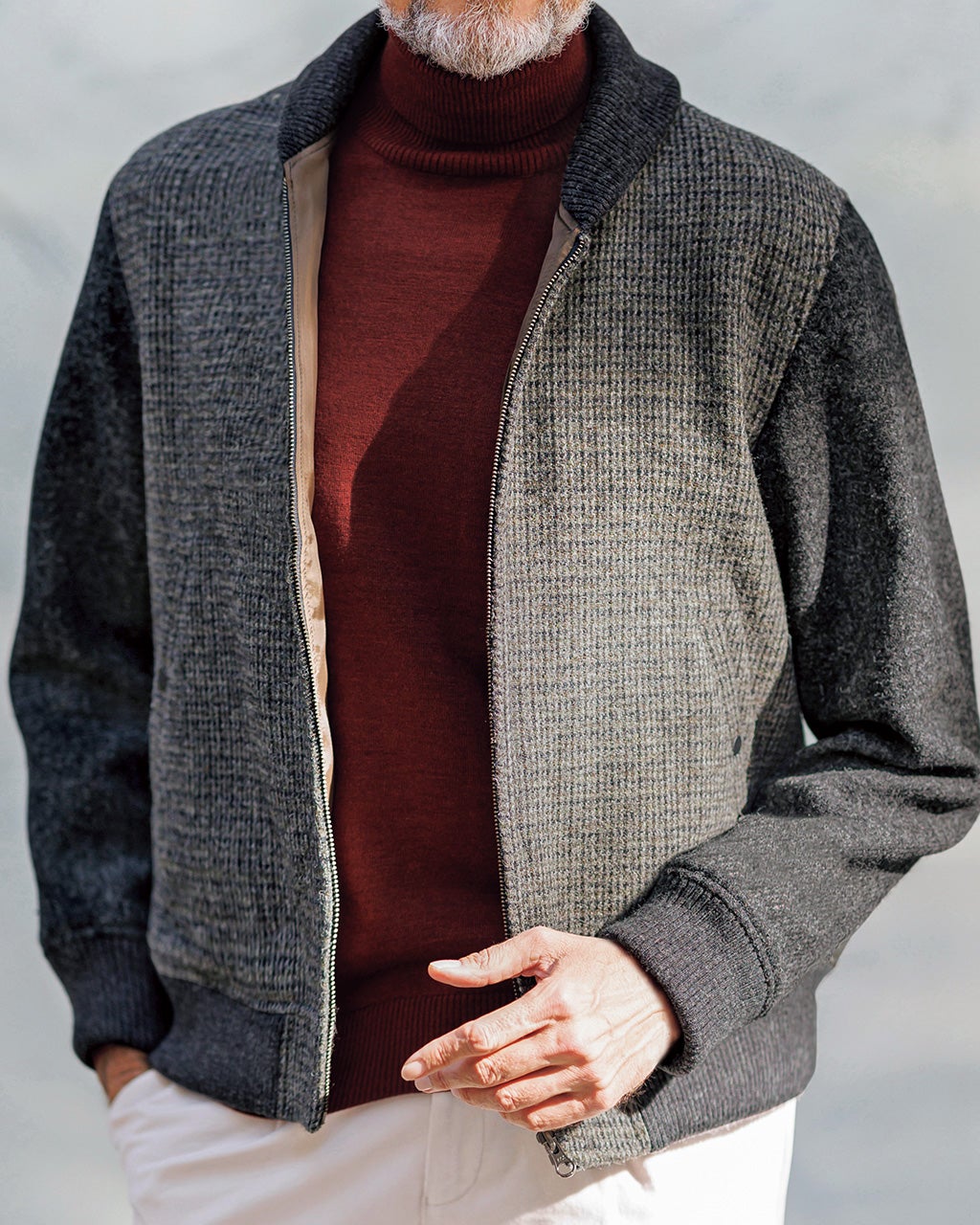 ハリスツイードリブブルゾン/DoCLASSE