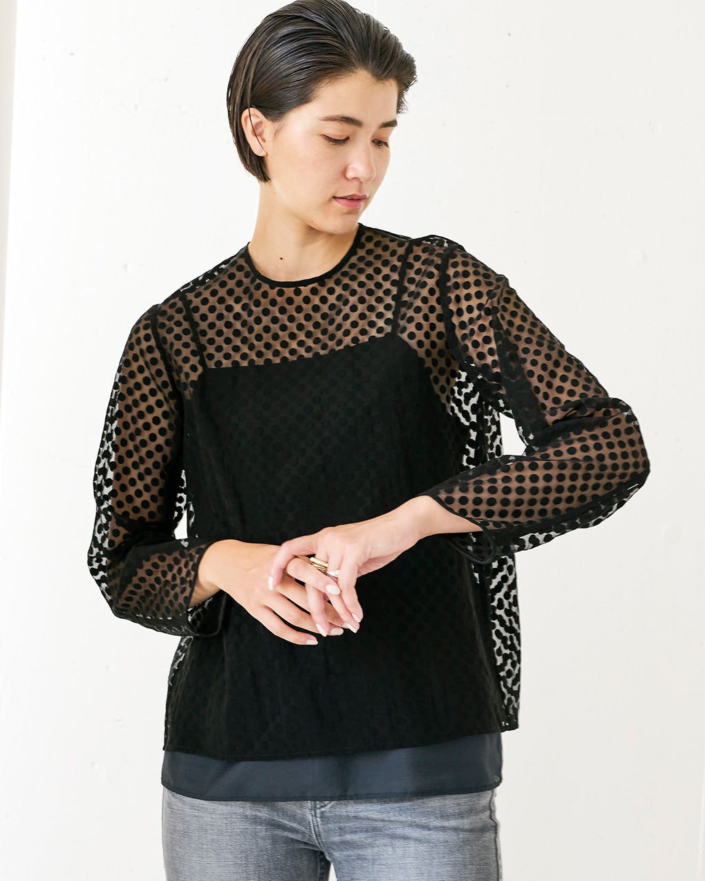 オパールドット・シアーブラウス/DoCLASSE