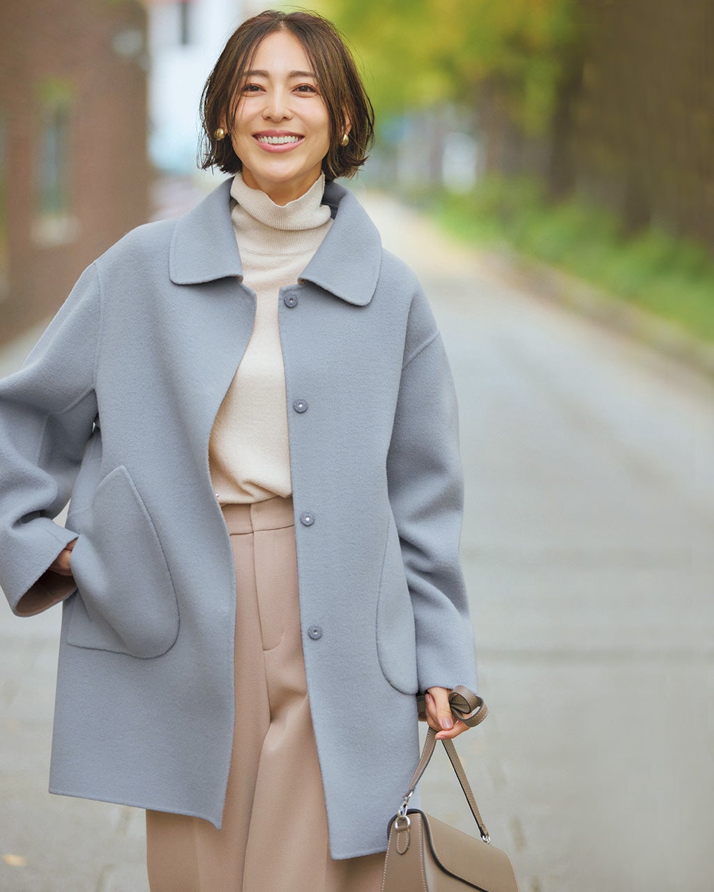 カシミヤ混ウールリバー・コート/DoCLASSE