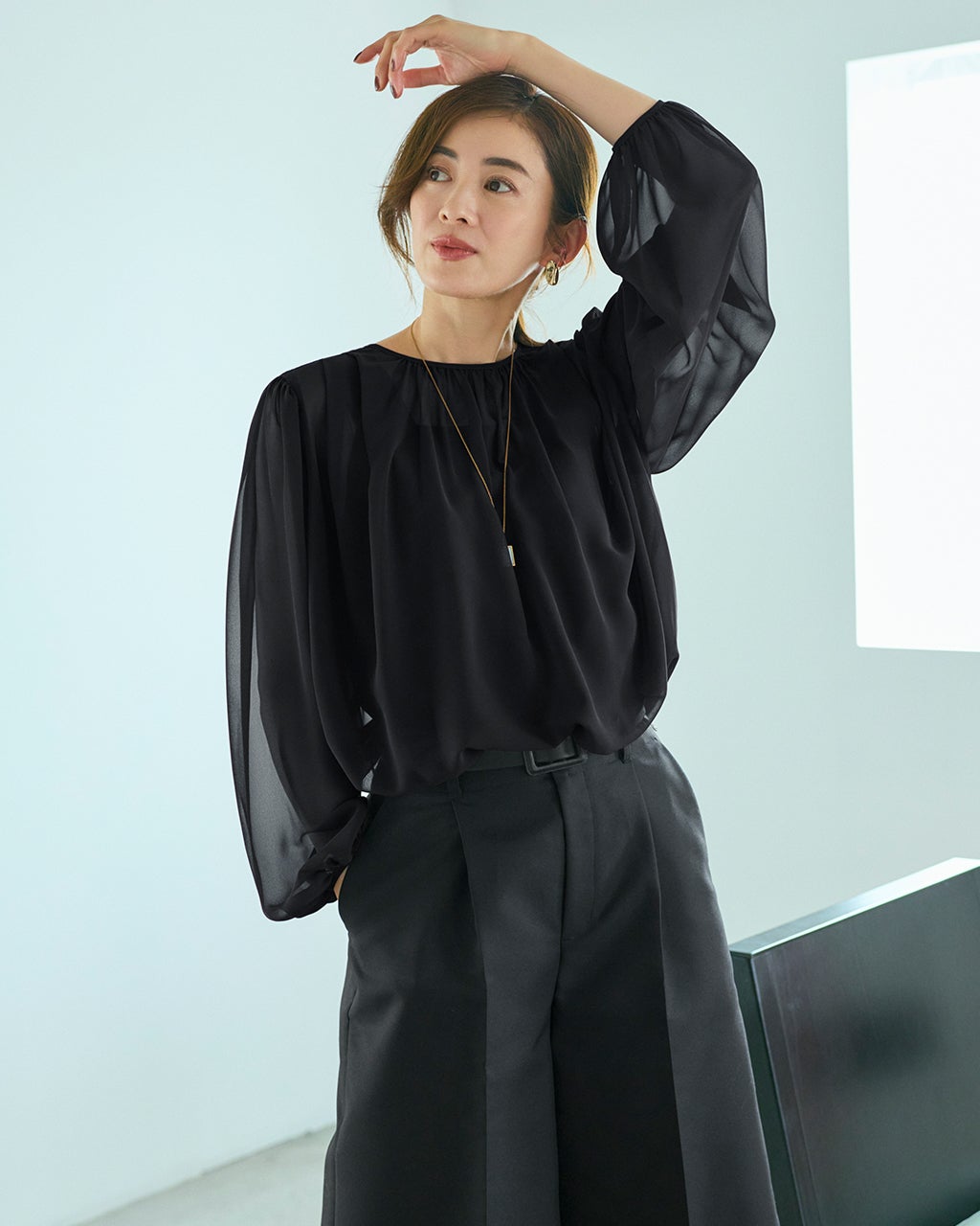 シアージョーゼット・ギャザーブラウス/DoCLASSE