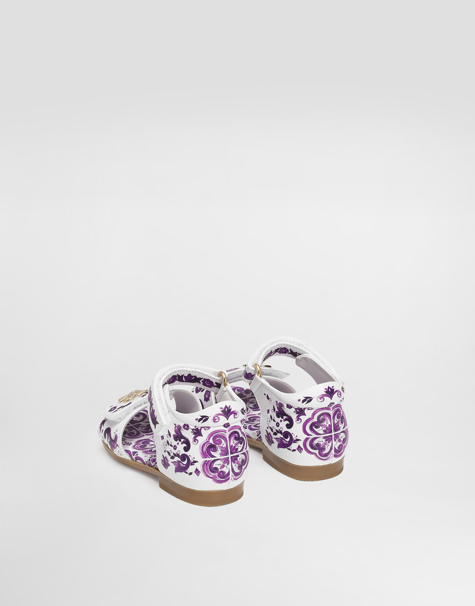 Multicolorのガールズ マヨリカプリント レザー サンダル | Dolce&Gabbana®