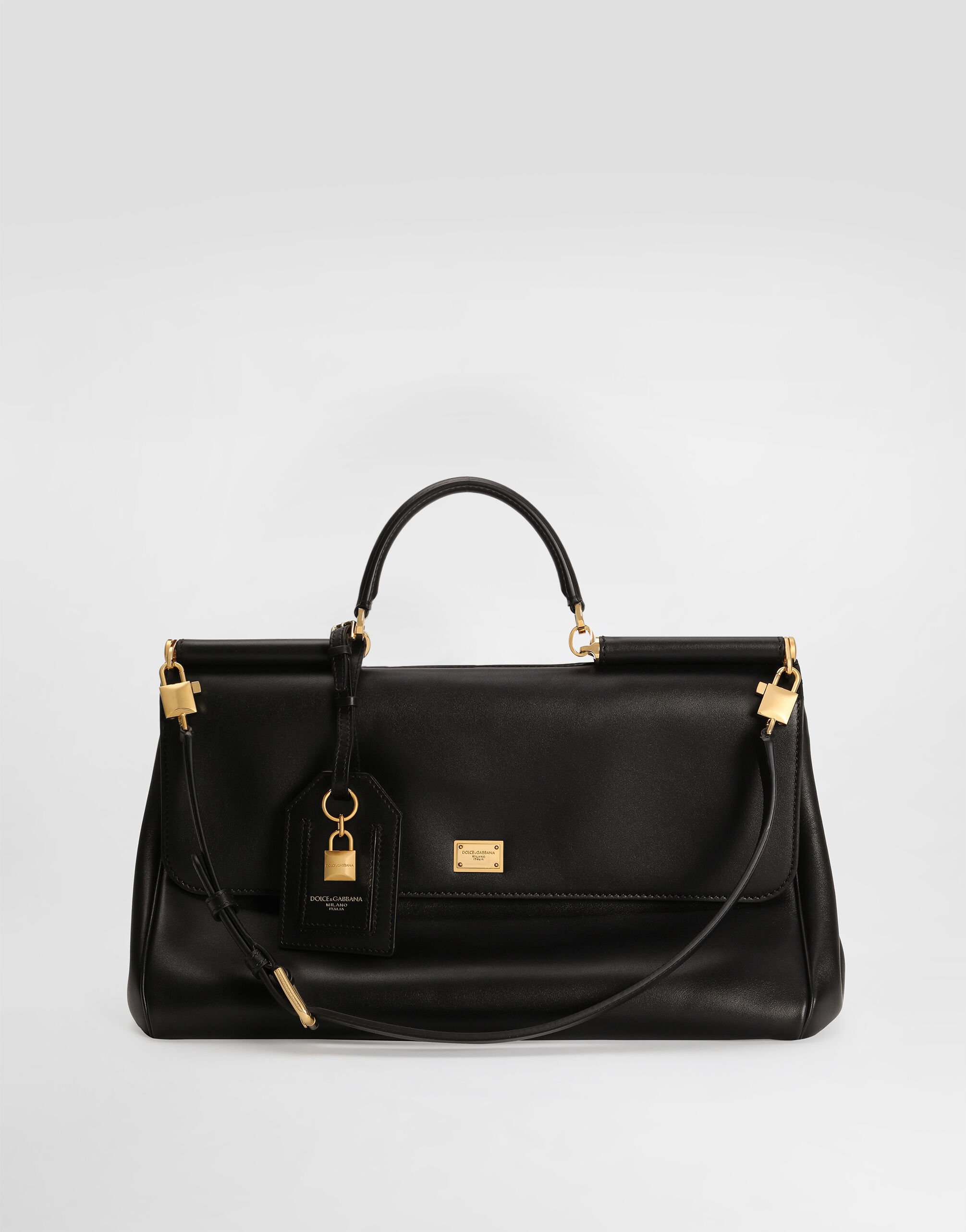 Maxi My Sicily handbag in plongé calfskin in Black for Women