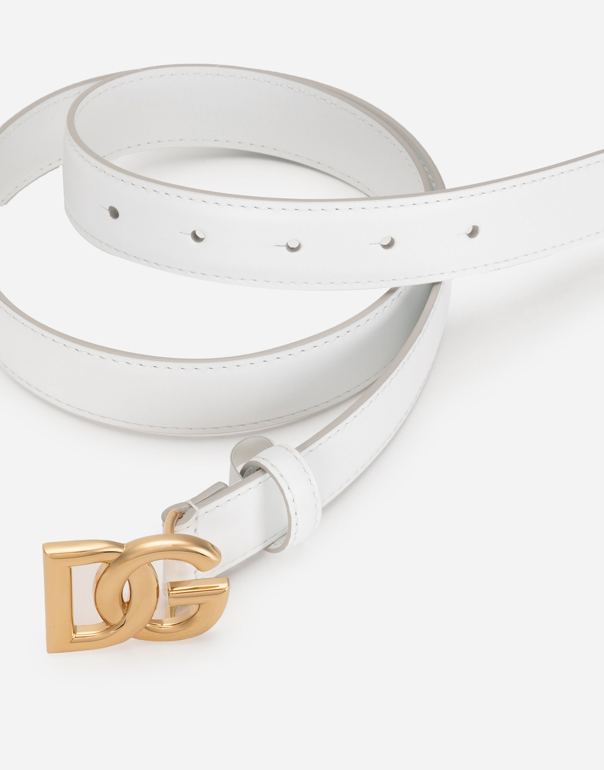 Calfskin belt with DG logo in White for Women | Dolce&Gabbana® US