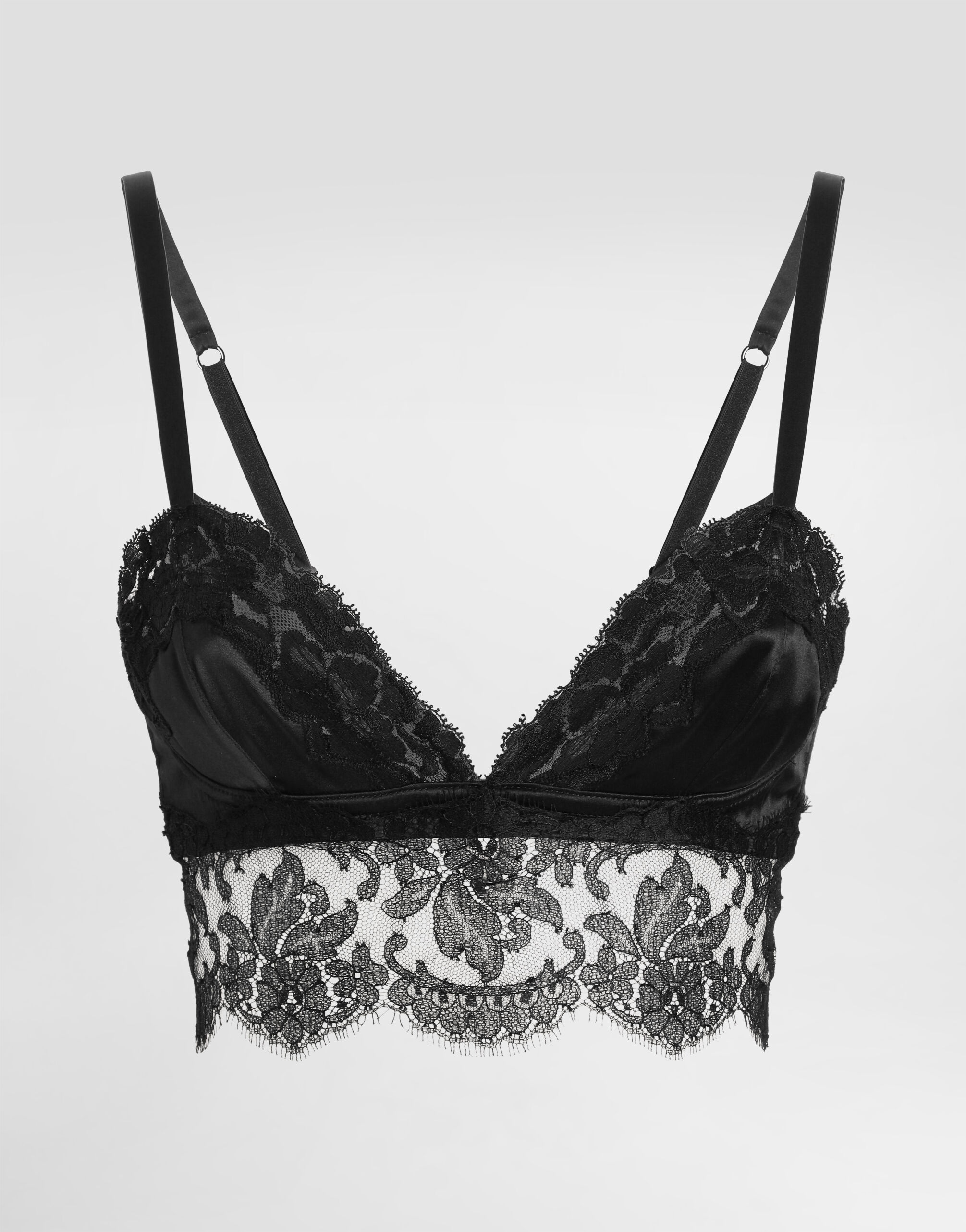 Satin and lace bralette top in Black for Women | Dolce&Gabbana® US