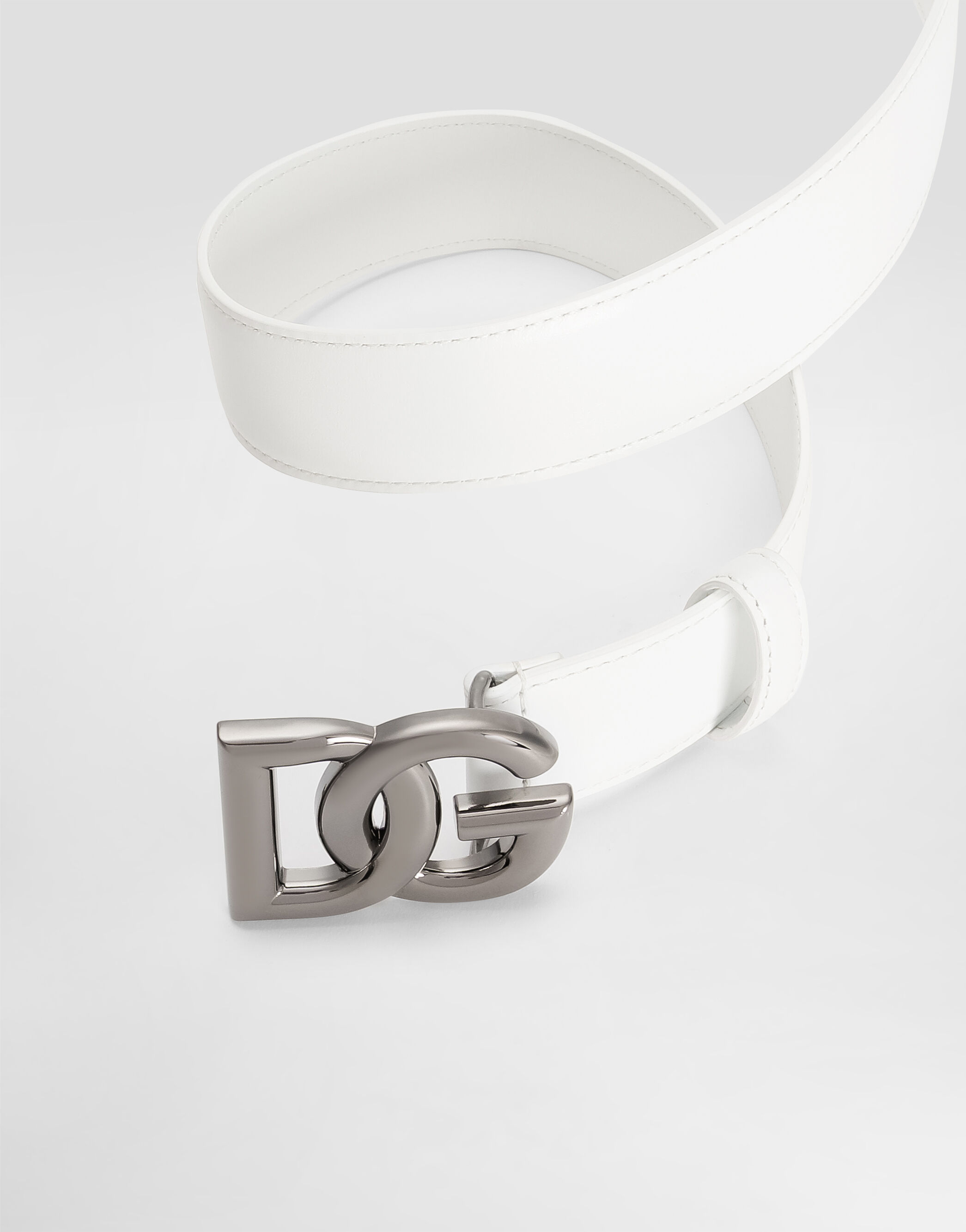 Belt with DG logo buckle in White for Men | Dolce&Gabbana®