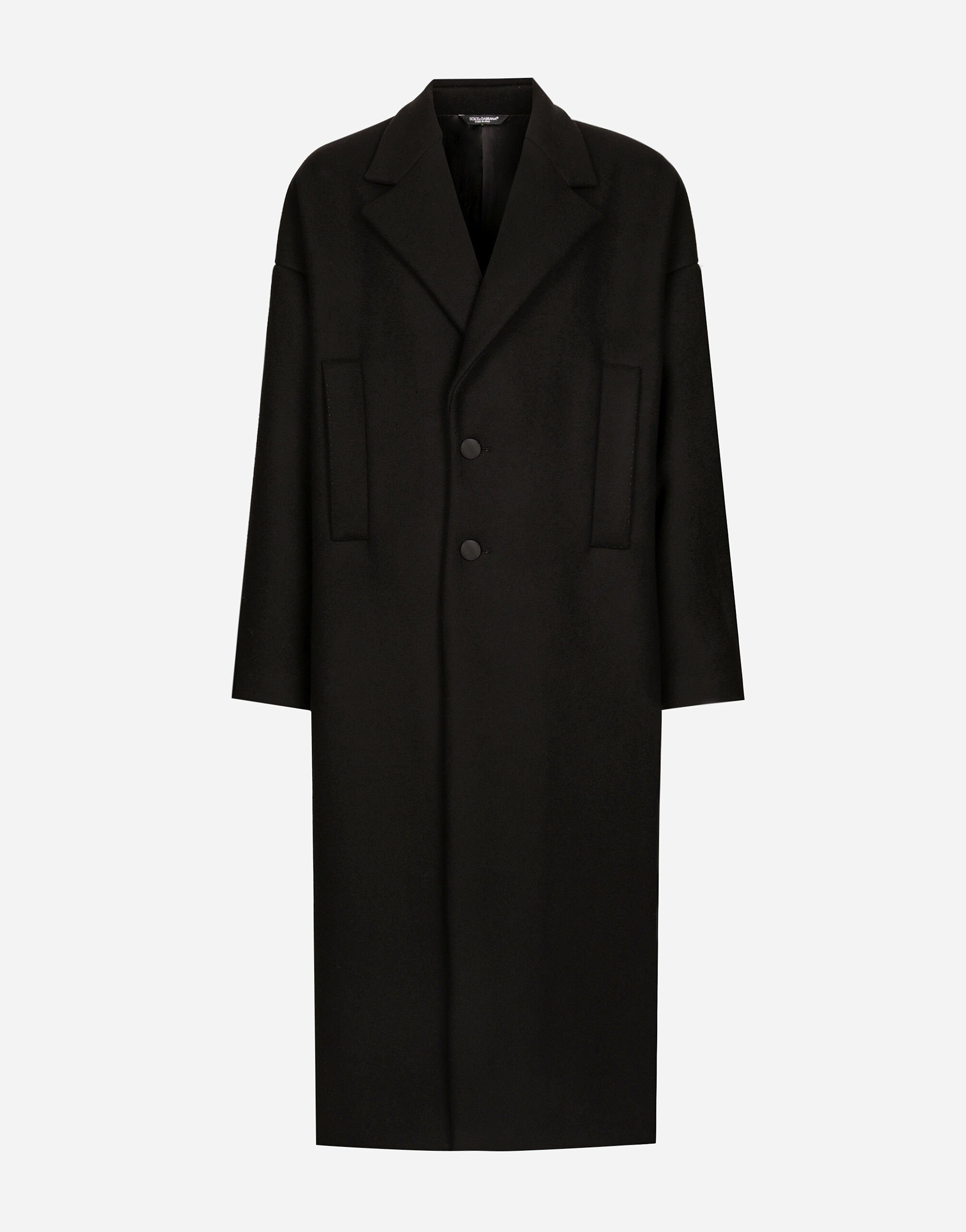 Oversize single-breasted wool coat in Black for Men