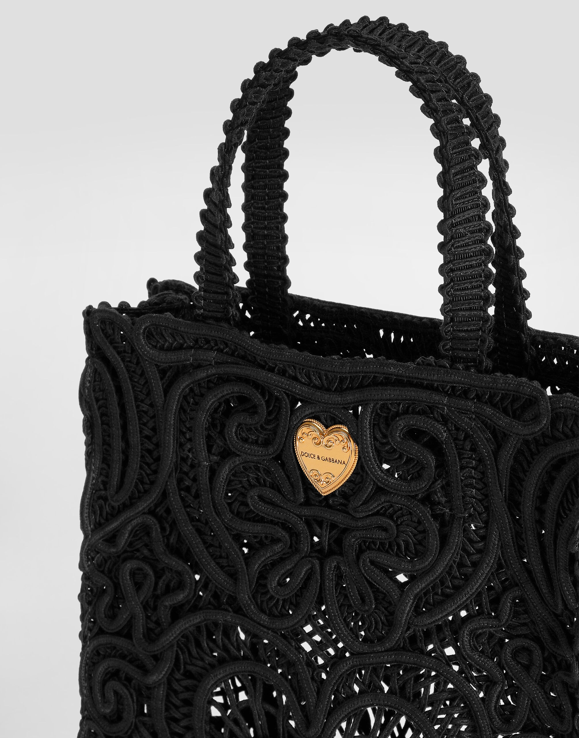 ブラックのウィメンズ ショッピングバッグ スモール コードレースエン