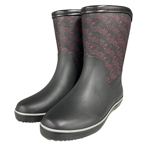 婦人プリント長靴LC-115 BLACK 23 マリーゴールド 婦人長靴 23.0cm