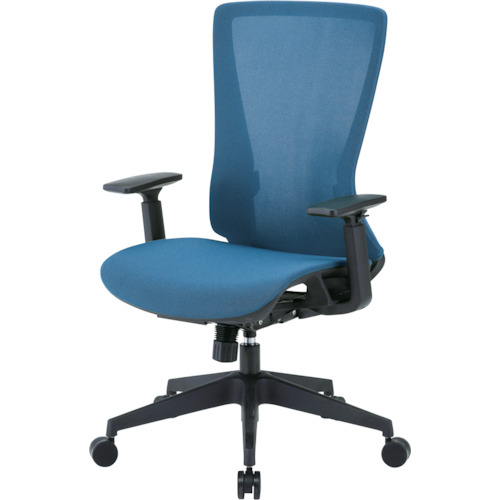 ハイバックメッシュチェア 肘付 ブルー TMCCB TRUSCO オフィス