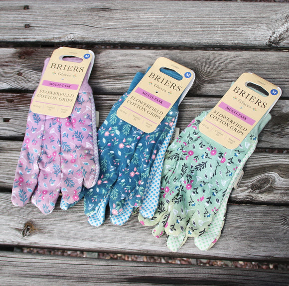 花柄ガーデニンググローブ（お花畑） コットングリップ 3組セット