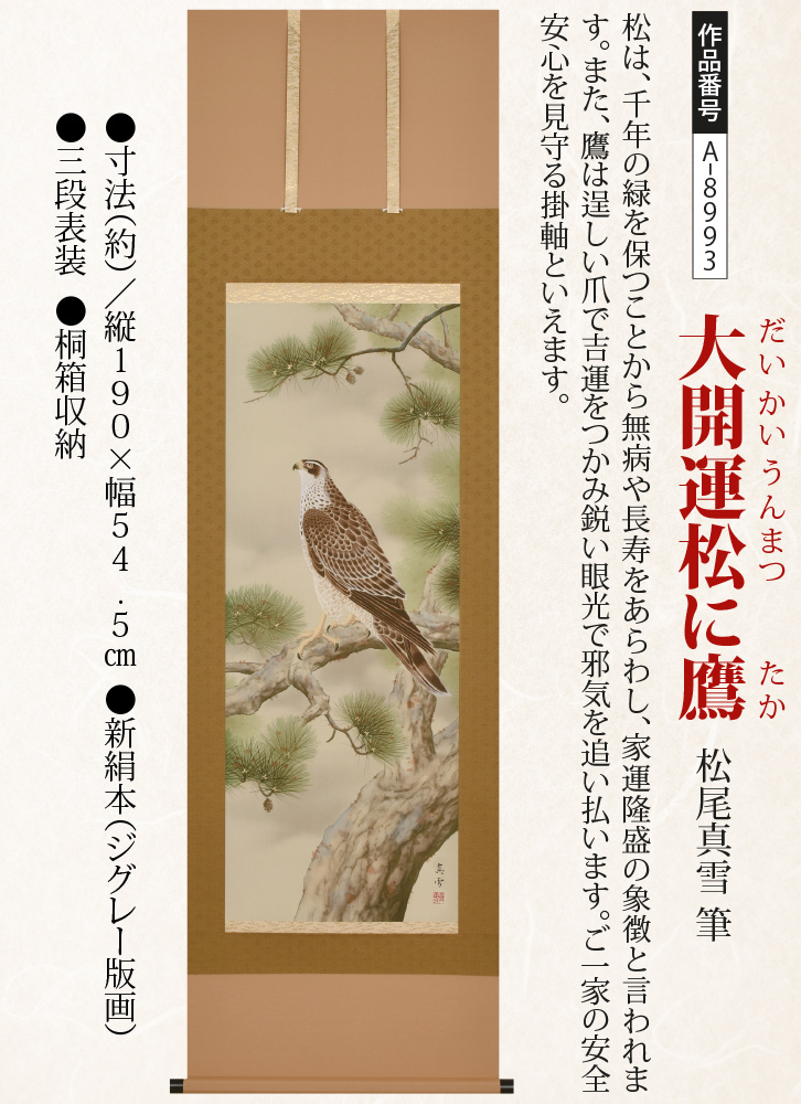 大開運松に鷹 松尾真雪 筆 ー三宝堂オンラインショップ