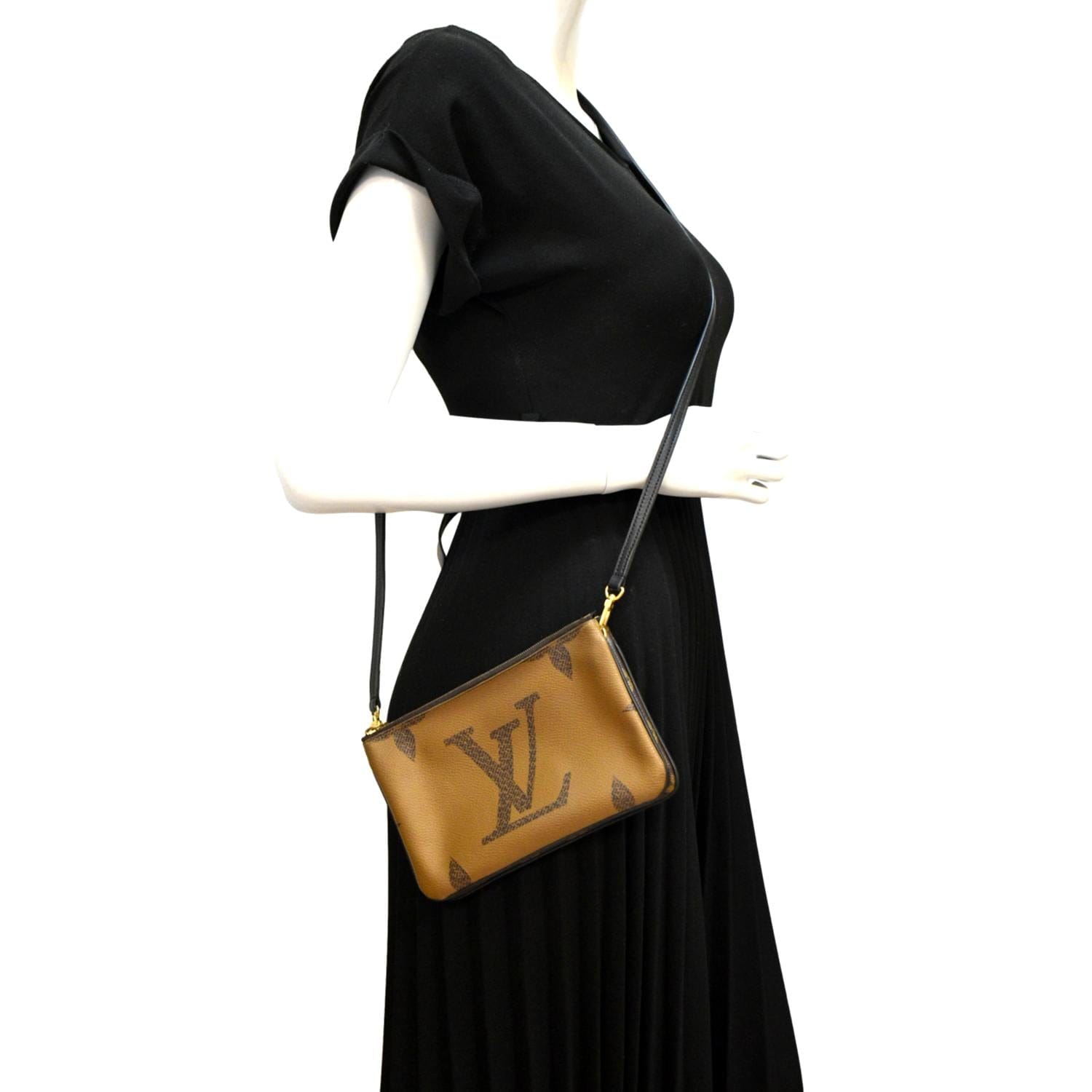 LOUIS VUITTON Double Zip Pochette Reverse Monogram Giant Crossbody Bag