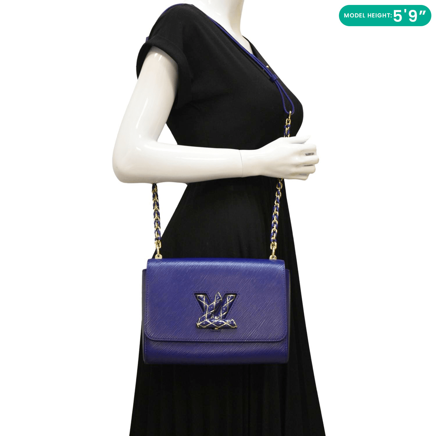 LOUIS VUITTON Twist MM Leather Shoulder Bag Dot Blue