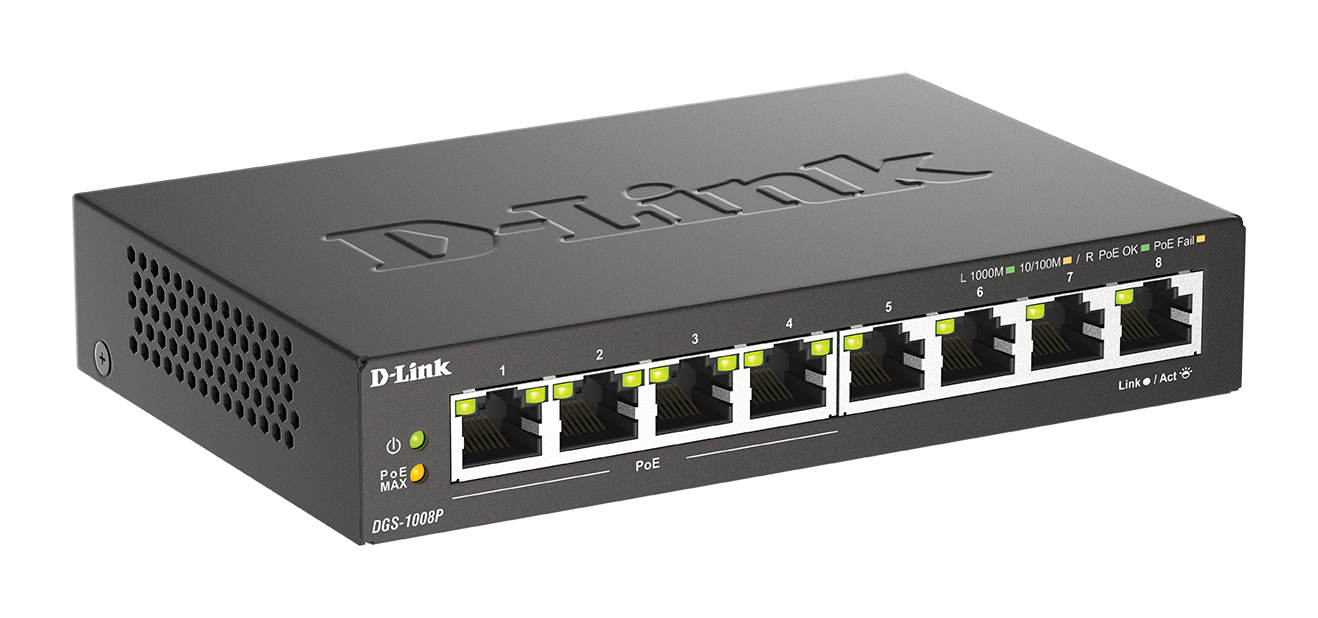 DGS-1008P 8-Port Gigabit Unmanaged PoE Switch | D-Link