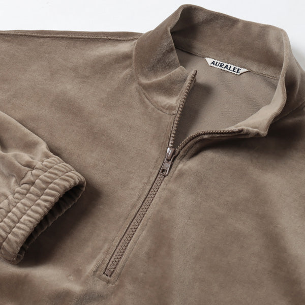 ORGANIC COTTON VELOR HALF ZIP BLOUSON (A22SP01CV) | AURALEE / Tops