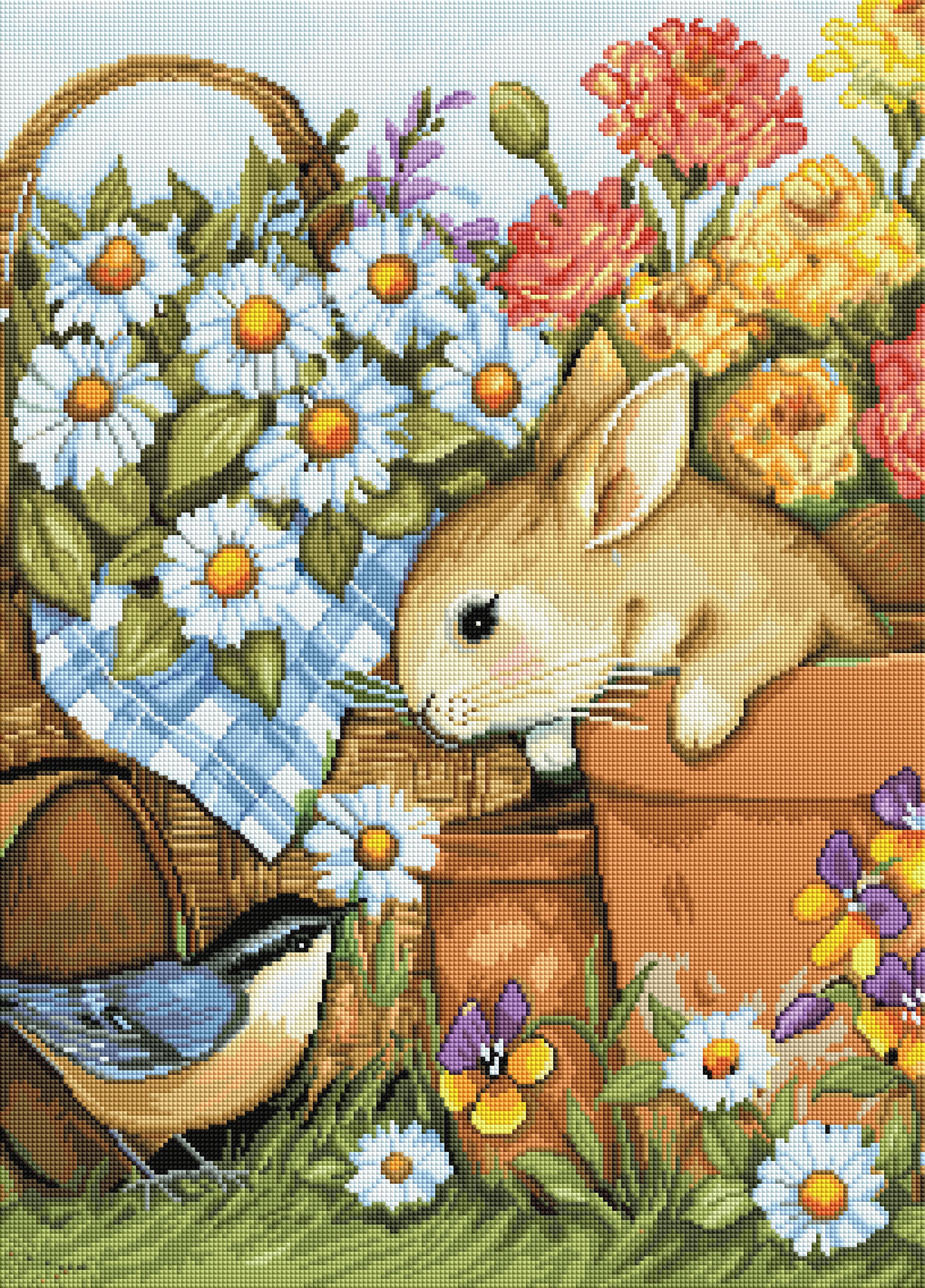 Bunny In Flower Pot – Diamond Art Club