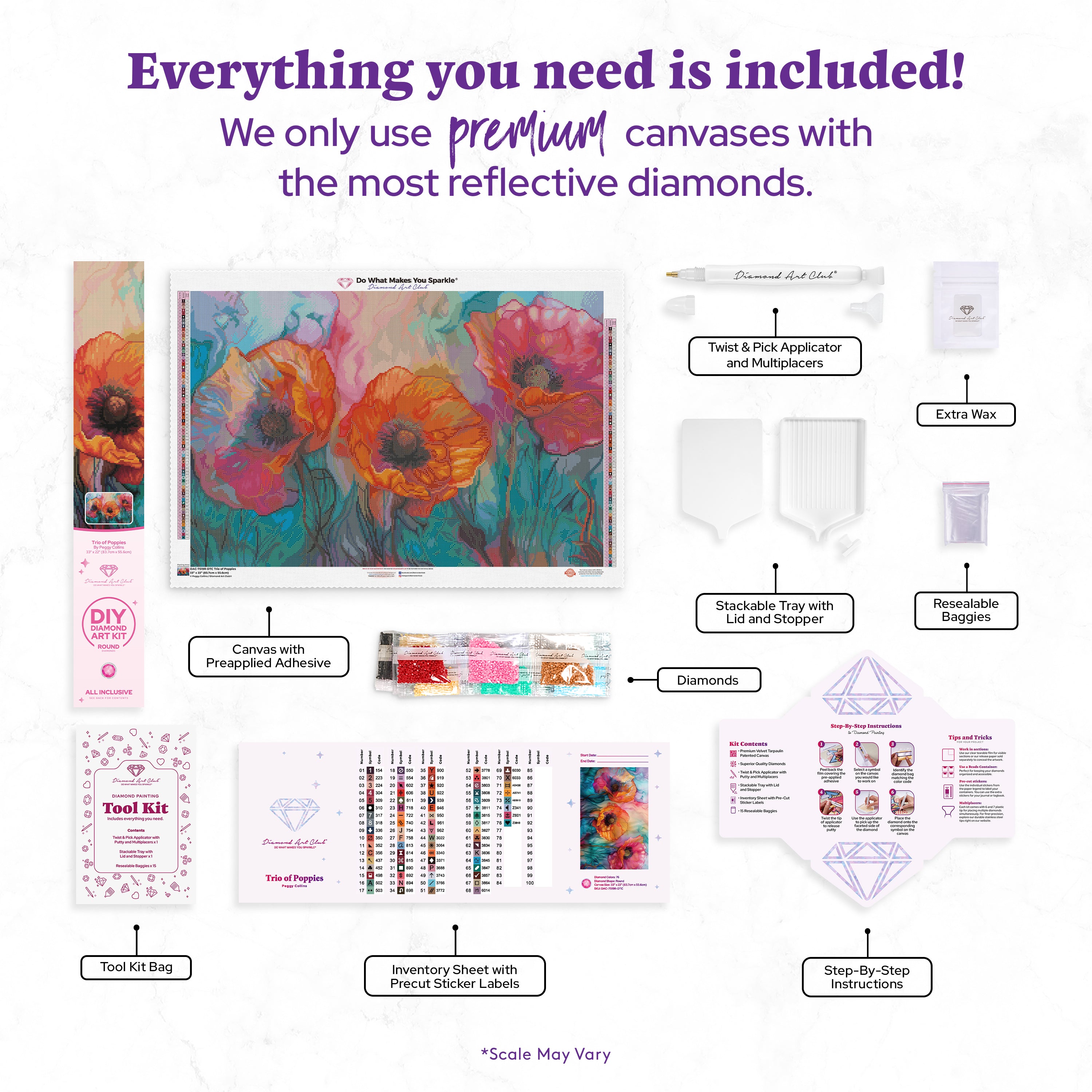 ダイヤモンドアートクラブ【ポピーのトリオ】 ダイヤモンドアート