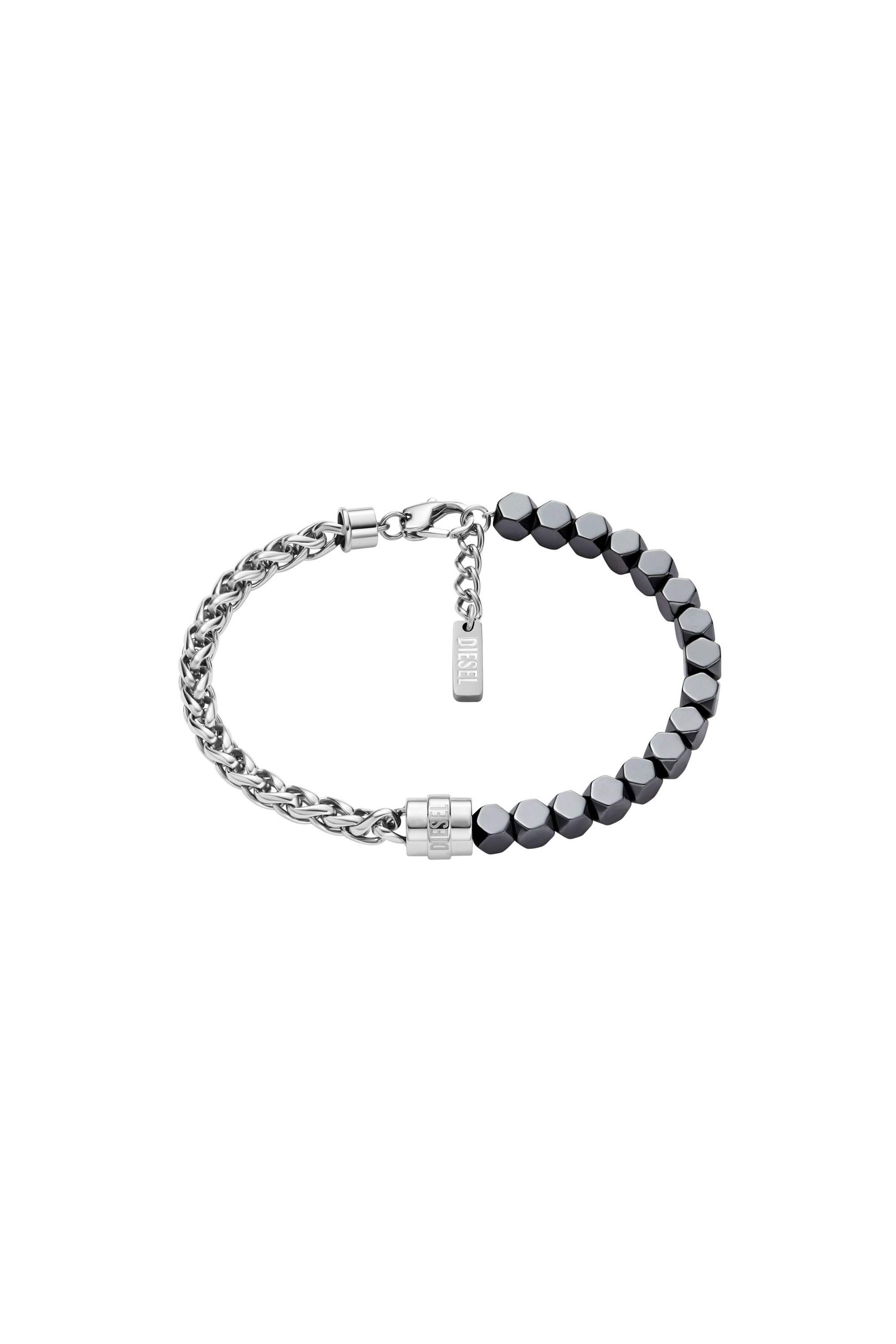 DX1647931 JEWELLERY Stainless steel and hematite beaded bracelet