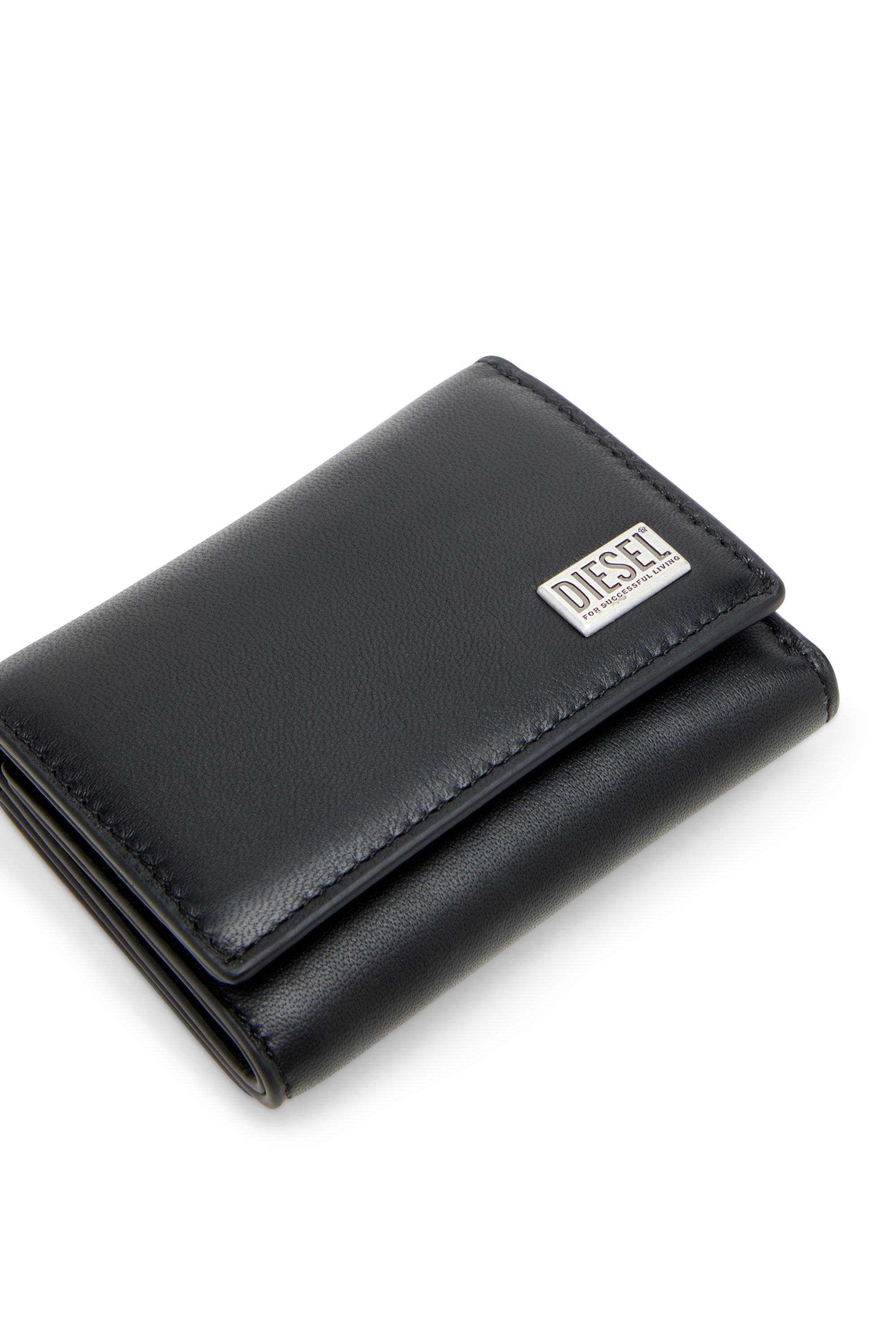 三つ折り財布 黒 biscotto tri fold coin 3d ｜ディーゼル公式