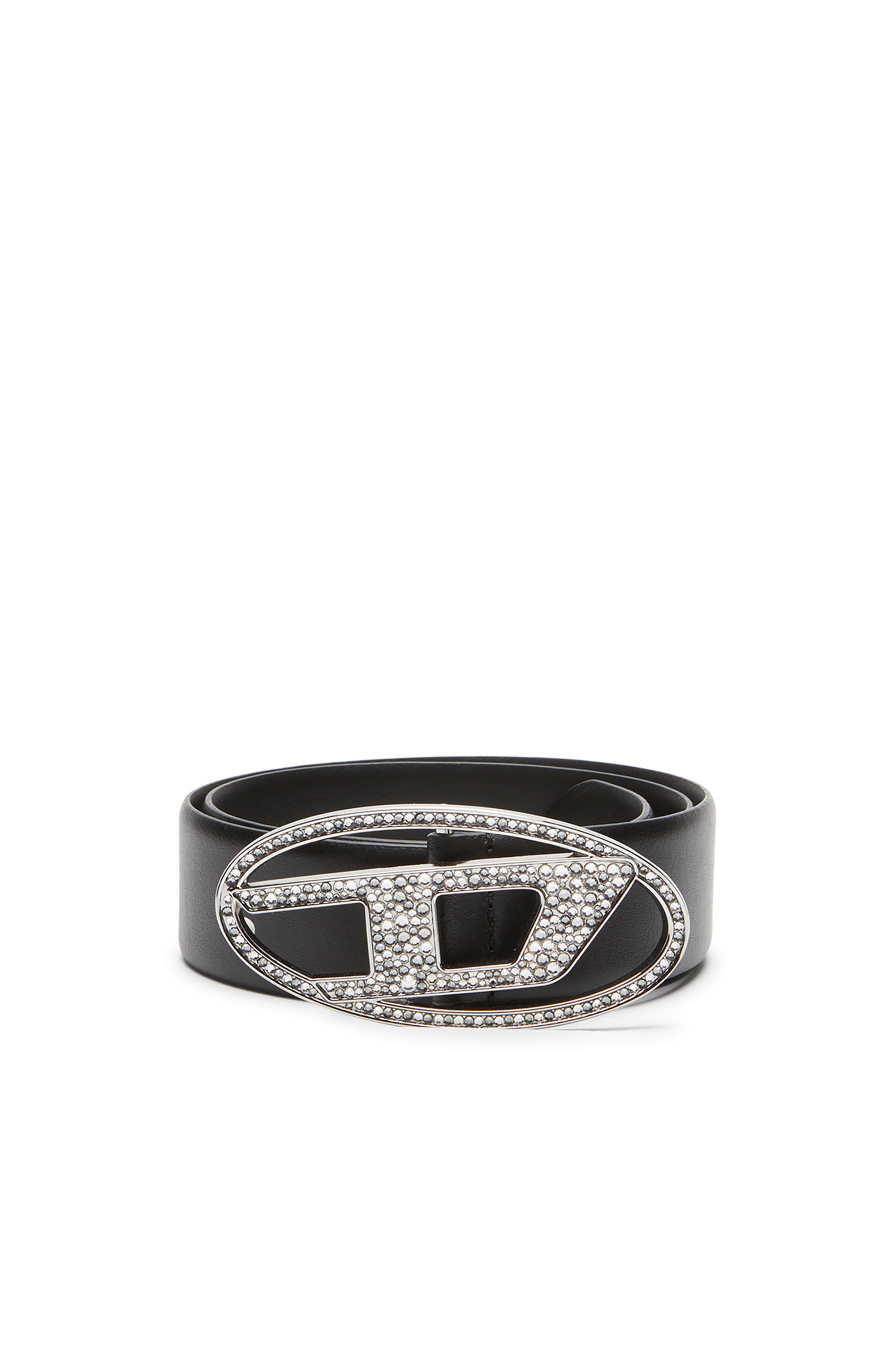 B-1DR STRASS 4cm Leather belt with crystal buckle｜ブラック