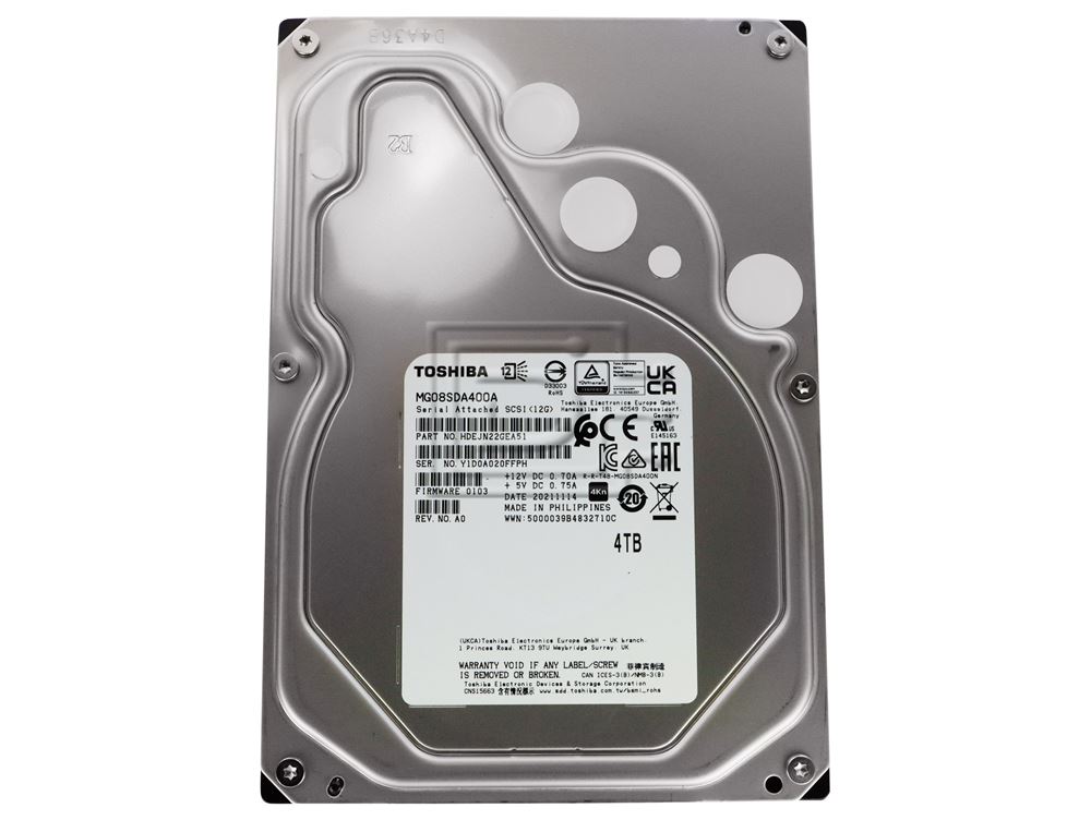 Toshiba 4TB SAS HDD MG08-D Series MG08SDA400A 4TB 3.5